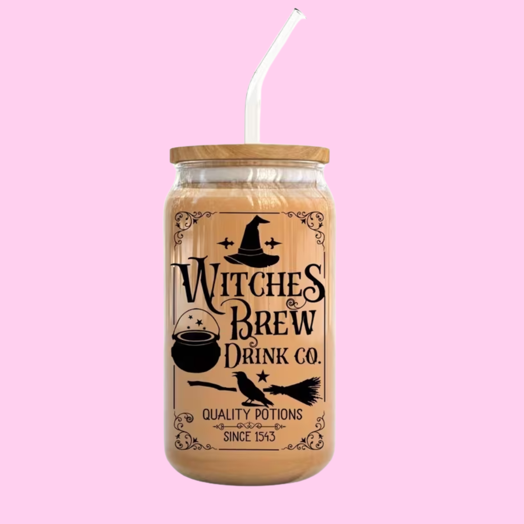 Witches Brew Drink Co 16oz Libbey Glass Tumbler | Halloween Iced Cup