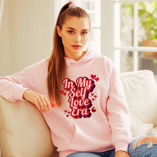 In My Self Love Era” Hoodie | Cotton Mix Pullover Hoodie