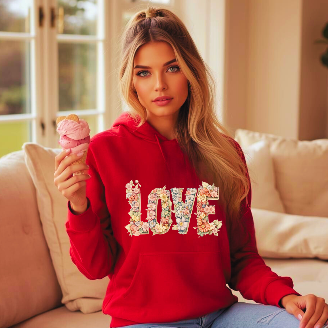Floral Love Valentine’s Hoodie | Romantic & Cosy Ladies Jumper
