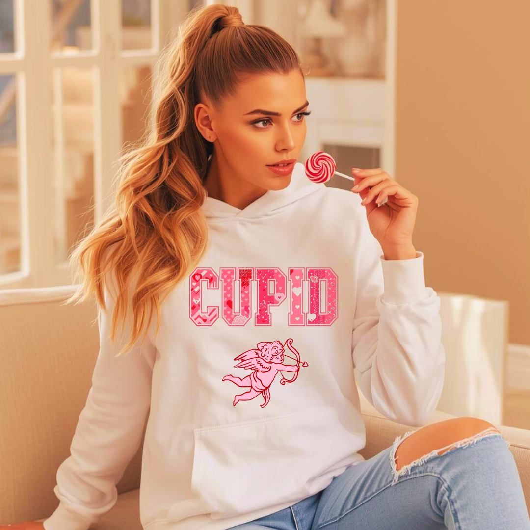 CUPID Valentine’s Hoodie | Cute Retro Heart Jumper