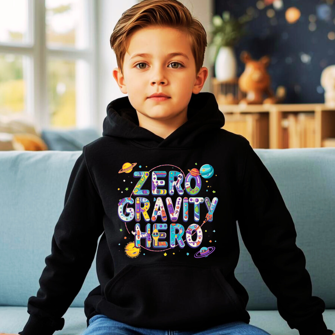 Zero Gravity Hero Kids Hoodie | Boys Space Hoodie | The Maliboo Club Kids