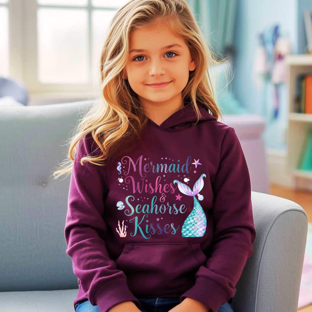 Mermaid Wishes & Seahorse Kisses | Kids Hoodie | The Maliboo Club