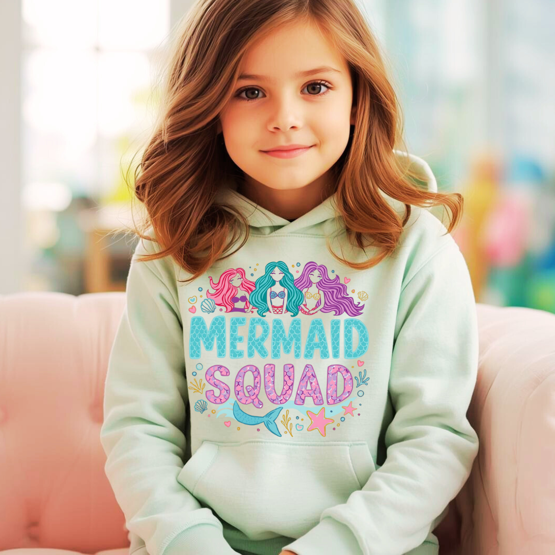 Mermaid Squad Kids Hoodie | Mermaid Hoodie | The Maliboo Club Kids