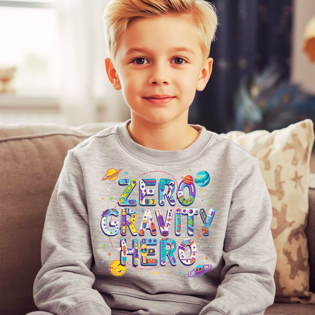 Zero Gravity Hero Kids Sweatshirt | Space Jumper | The Maliboo Club Kids
