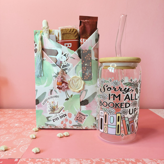 Unwrap the perfect cozy gift with Maliboo’s Blind Date With a Book Gift Set! Includes a surprise book, aesthetic glass tumbler, and dreamy bookish accessories — designed for readers, coffee lovers, and mindful souls.