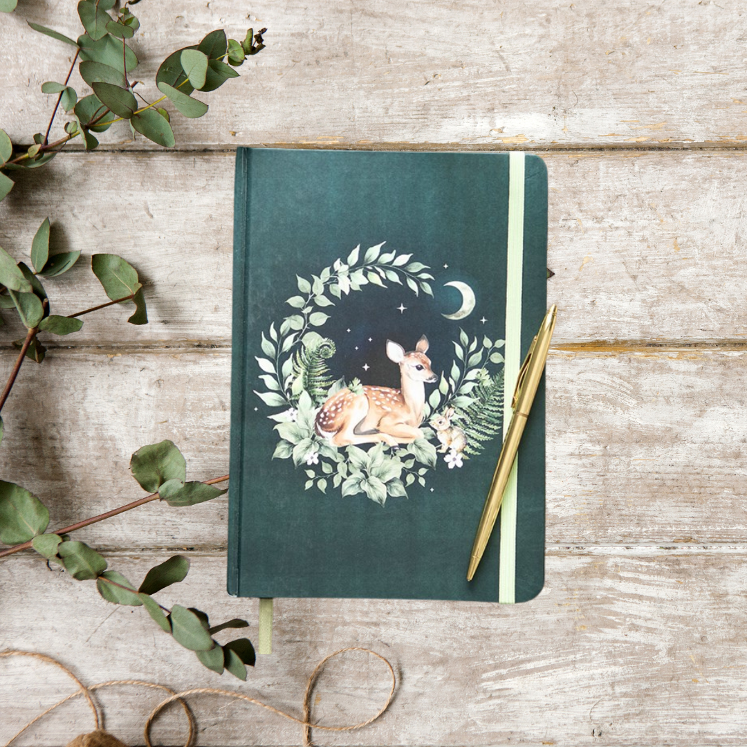 Green Little Fawn Notebook – A5 Woodland-Inspired Journal for Notes & Ideas