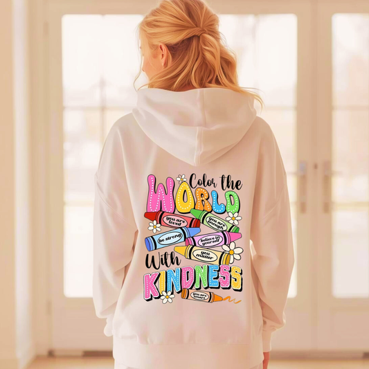 Colour the World in Kindness Adult Hoodie | Organic Cotton Blend