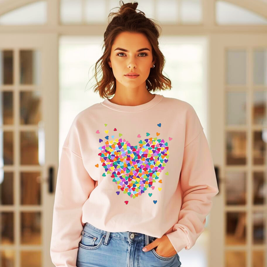 Confetti Hearts | Ladies Crewneck Sweatshirt | Organic Cotton Blend