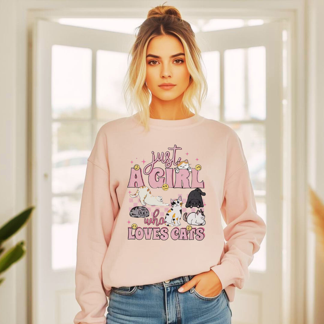 Cat Lovers | Ladies Crewneck Sweatshirt | Organic Cotton Blend
