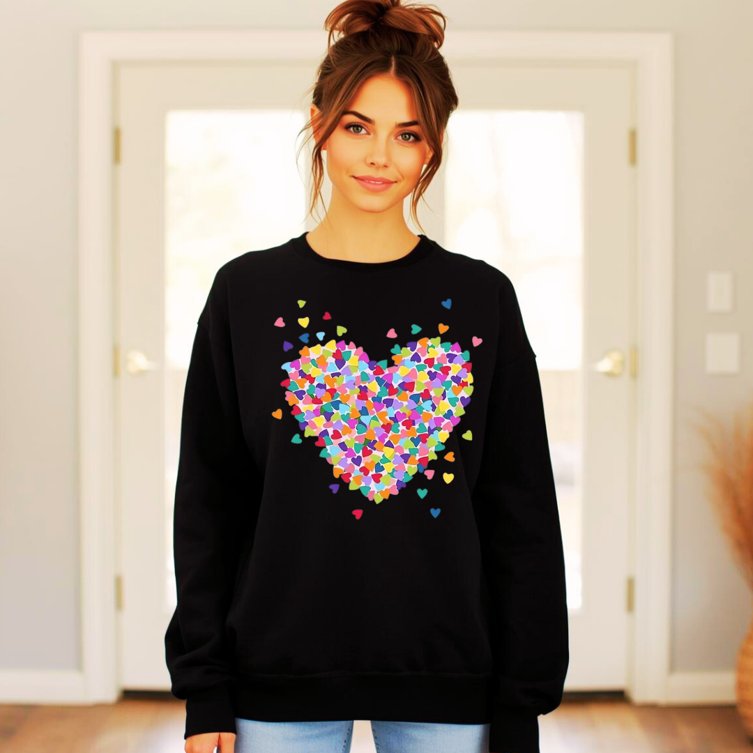 Confetti Hearts | Ladies Crewneck Sweatshirt | Organic Cotton Blend