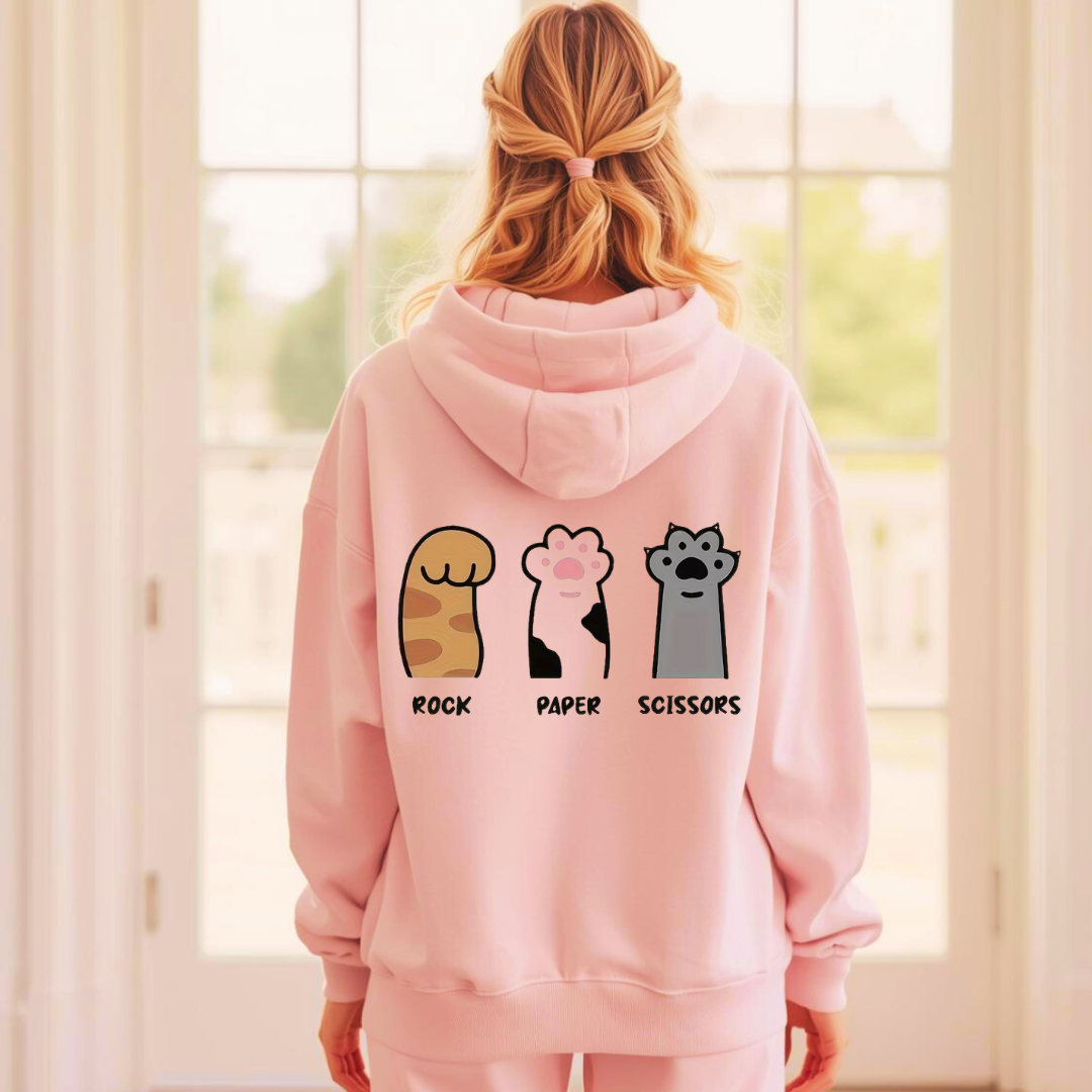 Rock. Paper. Scissors. Paws Adult Hoodie | Organic Cotton Blend