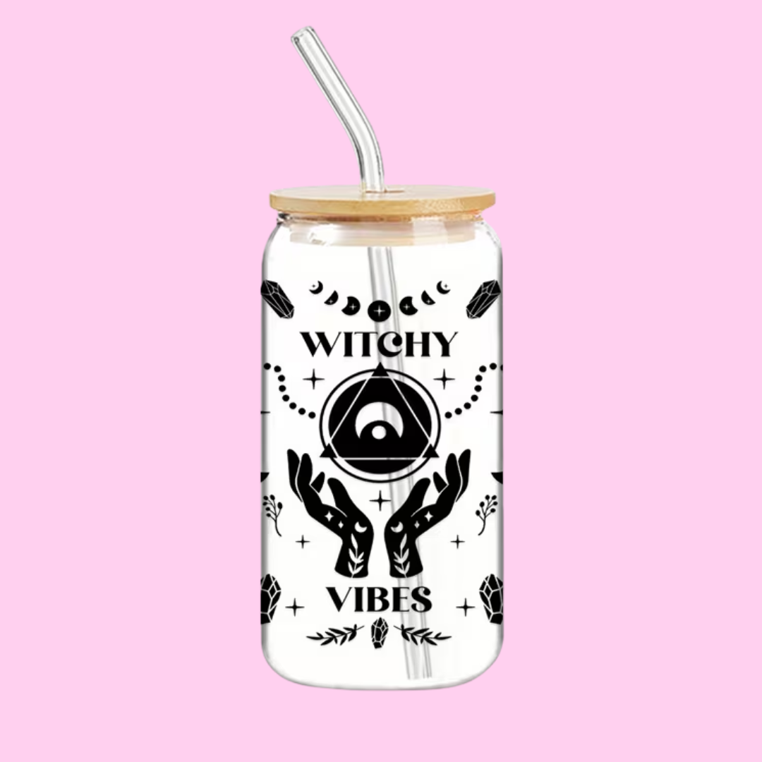 Witchy Vibes 16oz Libbey Glass Tumbler | Magical Halloween Drink Cup