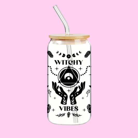 Witchy Vibes 16oz Libbey Glass Tumbler | Magical Halloween Drink Cup
