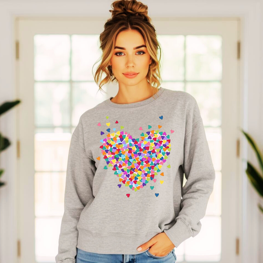 Confetti Hearts | Ladies Crewneck Sweatshirt | Organic Cotton Blend
