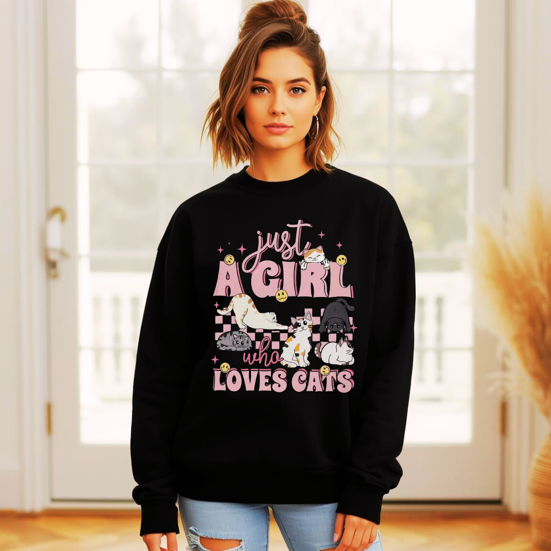 Cat Lovers | Ladies Crewneck Sweatshirt | Organic Cotton Blend