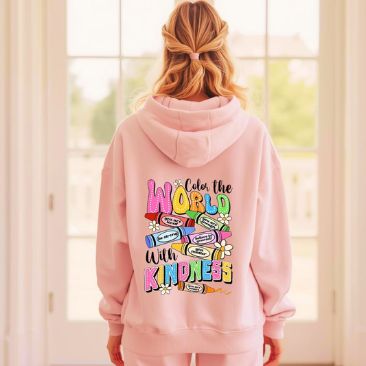 Colour the World in Kindness Adult Hoodie | Organic Cotton Blend
