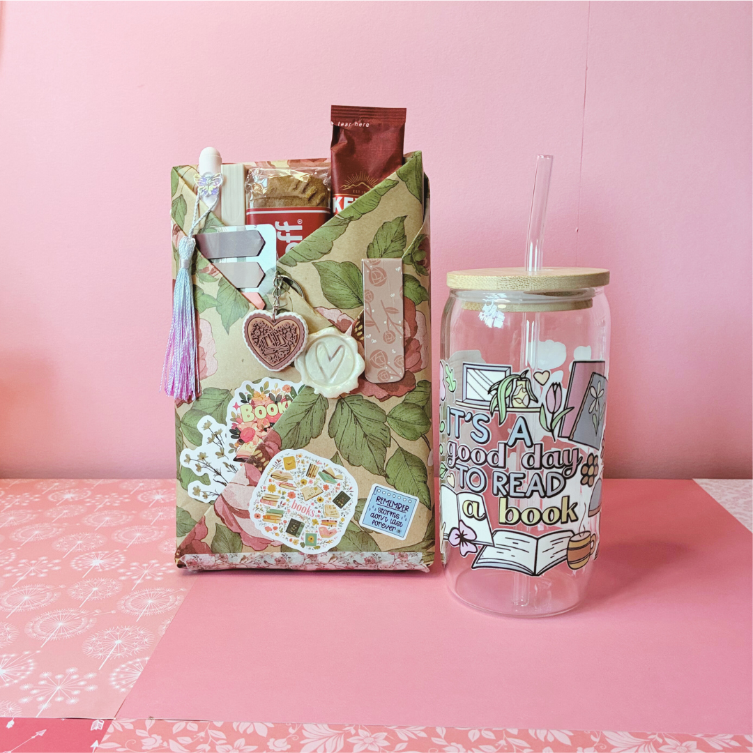 Unwrap the perfect cozy gift with Maliboo’s Blind Date With a Book Gift Set! Includes a surprise book, aesthetic glass tumbler, and dreamy bookish accessories — designed for readers, coffee lovers, and mindful souls.