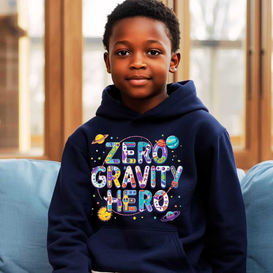 Zero Gravity Hero Kids Hoodie | Boys Space Hoodie | The Maliboo Club Kids