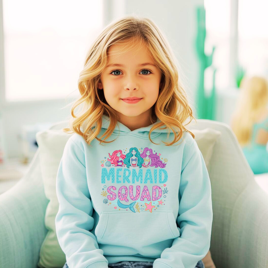 Mermaid Squad Kids Hoodie | Mermaid Hoodie | The Maliboo Club Kids