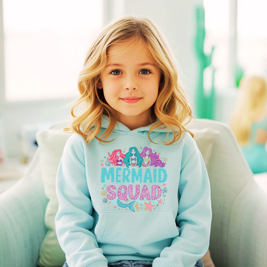 Mermaid Squad Kids Hoodie | Mermaid Hoodie | The Maliboo Club Kids