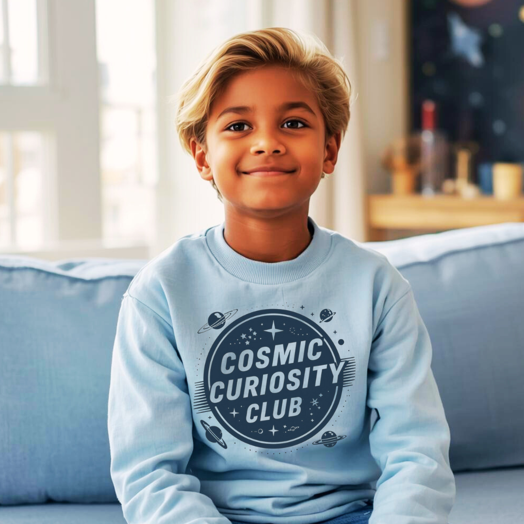 Cosmic Curiosity Club Kids Sweatshirt | Space Jumper | The Maliboo Club Kids