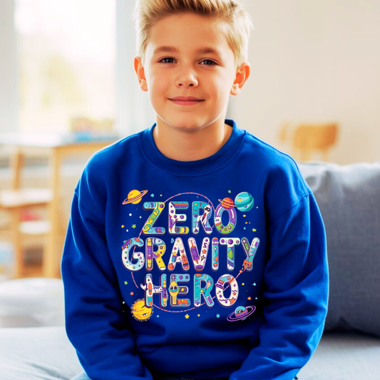 Zero Gravity Hero Kids Sweatshirt | Space Jumper | The Maliboo Club Kids