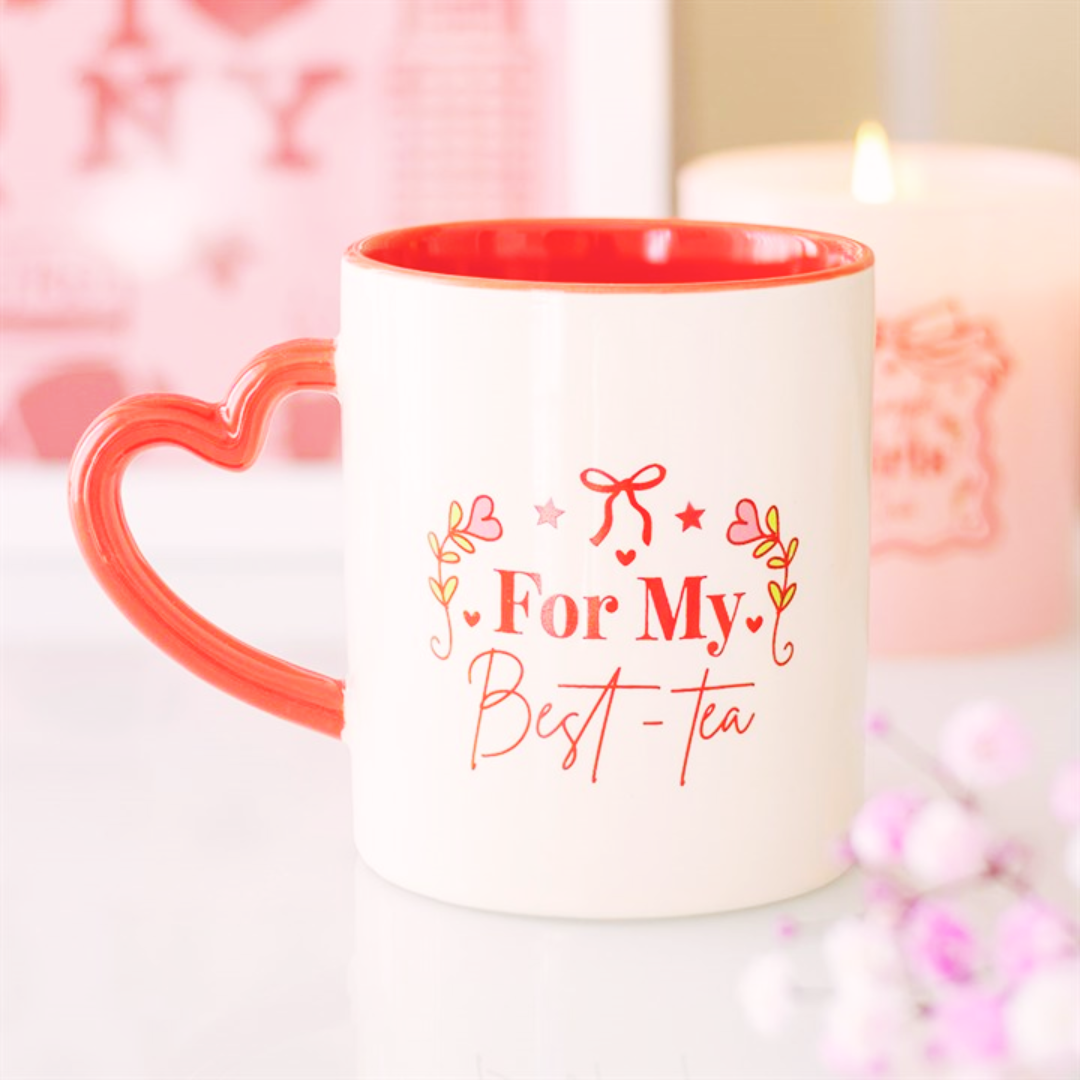 Bestie “Cup of Tea” Heart Handle Mug | Cute Gift By The Maliboo Club