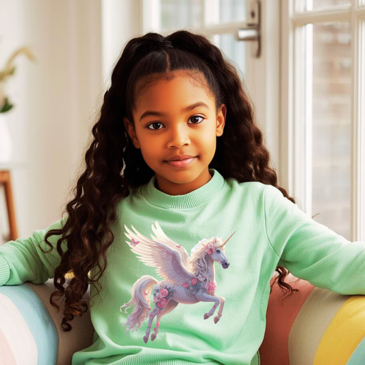 Fly Like A Unicorn Kids Sweatshirt | Magical Crewneck Jumper | The Maliboo Club Kids