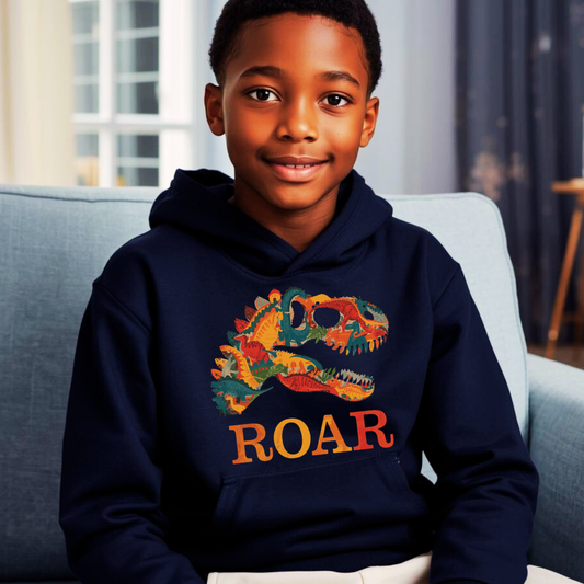 T-Rex Roar Kids Hoodie | Boys Dinosaur Hoodie | The Maliboo Club Kids