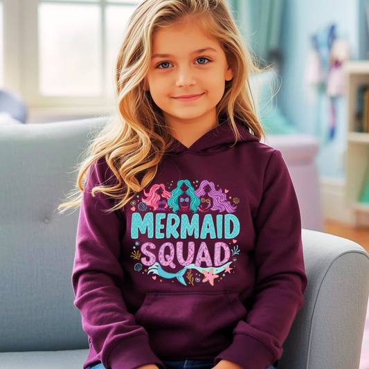 Mermaid Squad Kids Hoodie | Mermaid Hoodie | The Maliboo Club Kids