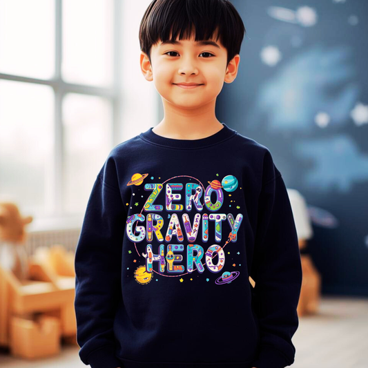 Zero Gravity Hero Kids Sweatshirt | Space Jumper | The Maliboo Club Kids