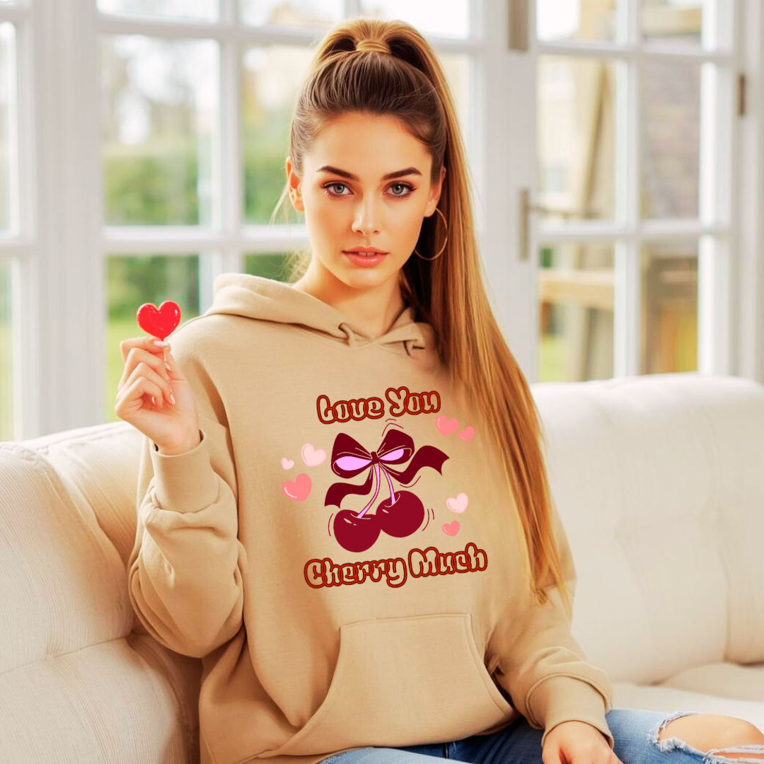 Love You Cherry Much Hoodie | Valentines Day Cotton Mix Hoodie
