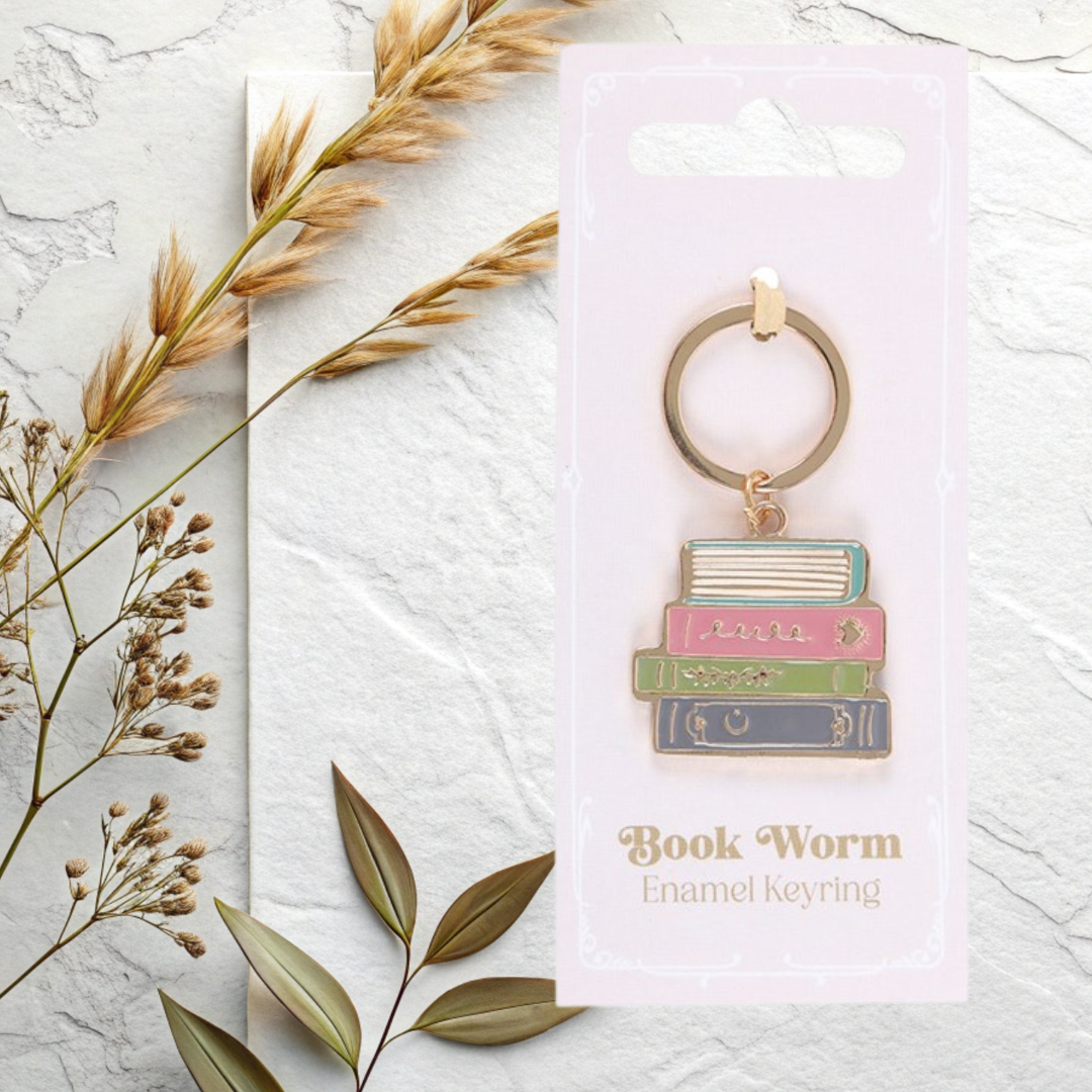 Little Book Worm Keyring | Cute Enamel Reader Gift for Book Lovers & Students