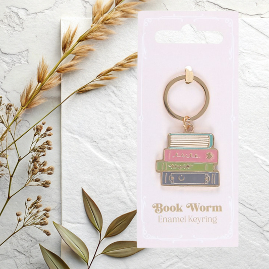 Little Book Worm Keyring | Cute Enamel Reader Gift for Book Lovers & Students