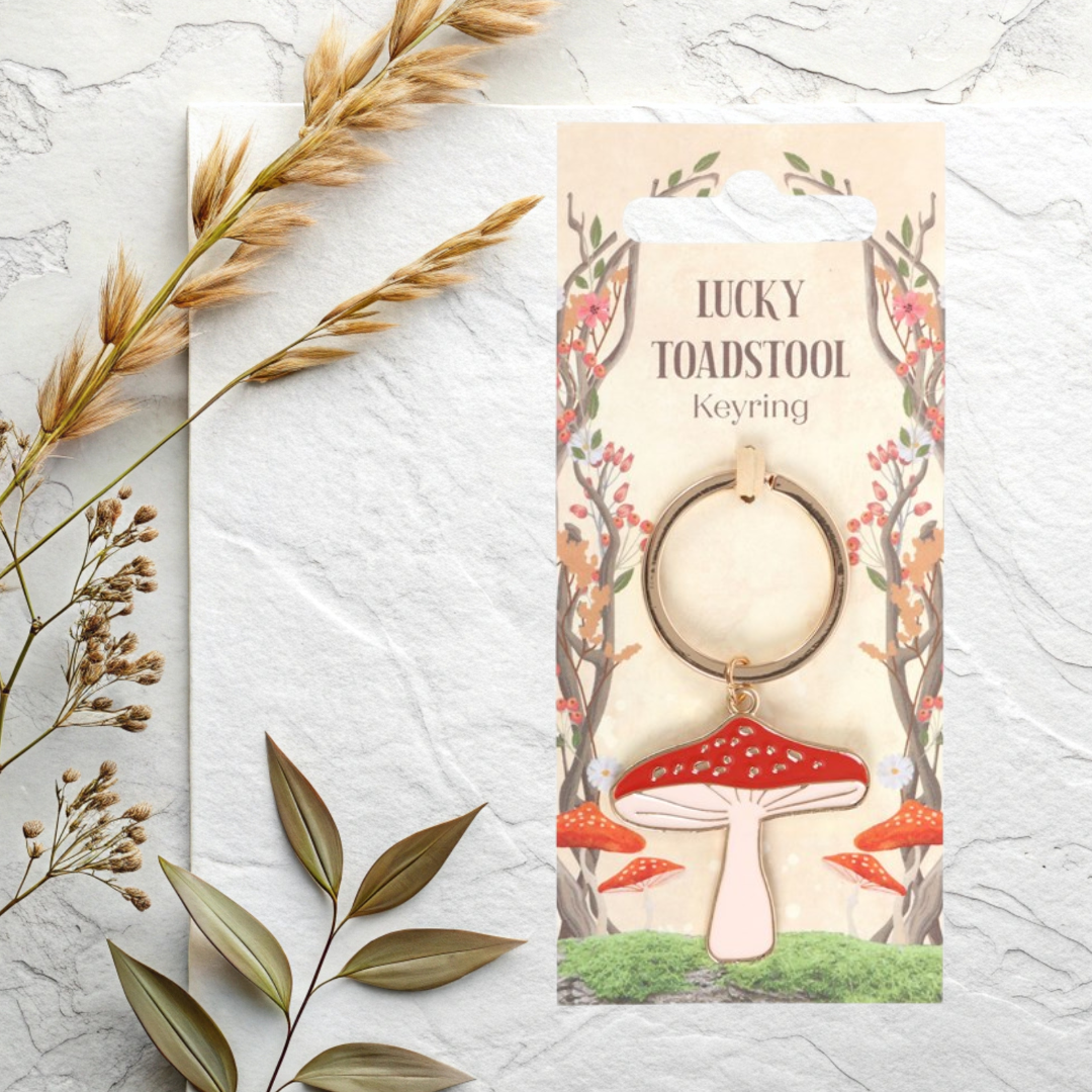 Lucky Little Toadstool Keyring | Cute Enamel Mushroom Charm Gift