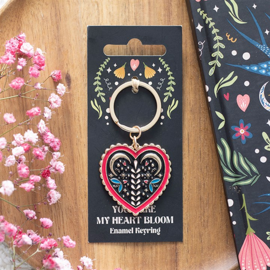 Heart Bloom Keyring | Colourful Folk Heart Enamel Charm Gift