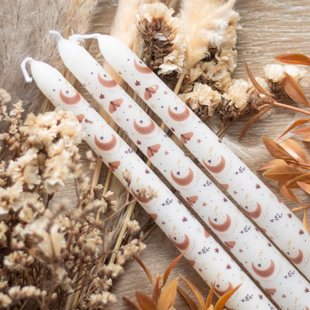 Set of 3 Harvest Moon Taper Candles | Autumn Home Décor & Cosy Candle Set