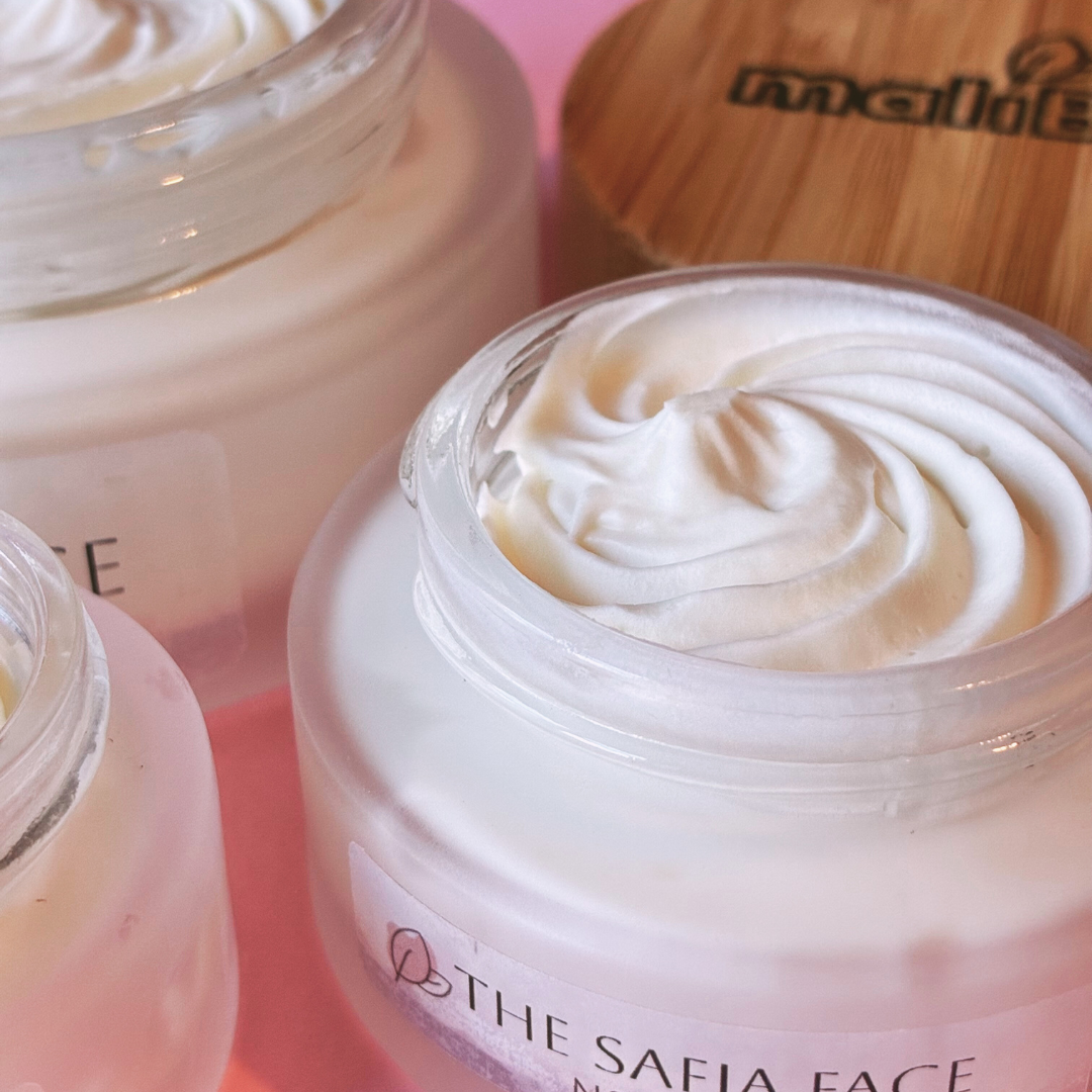 Vegan hydrating day cream and smoothing primer with shea butter, jojoba, and argan oil – Maliboo Safia Cream for glowing skin